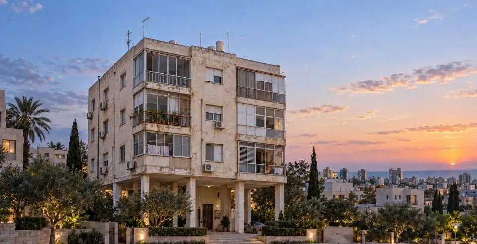בניין מגורים ישן לפני התחדשות עירונית
