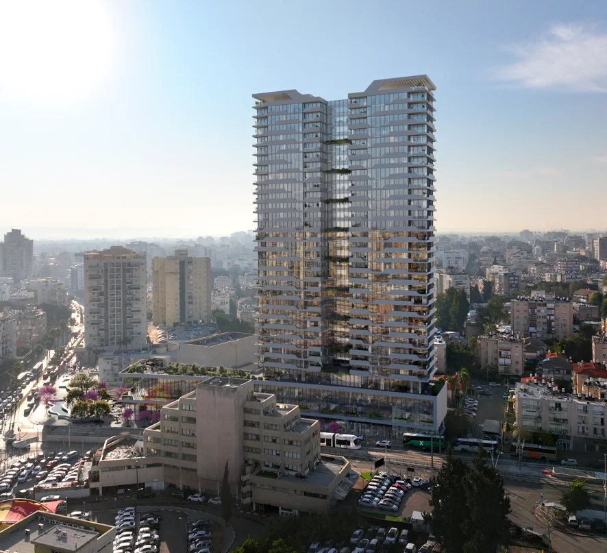הדמיית מגדל המגורים של פרויקט כיכר התרבות אורלוב בפתח תקווה